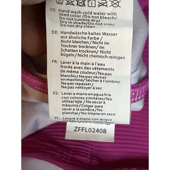 CHARMO Pink Ribbed Scalloped 1 Piece Swimsuit Womens Retro Modest Square Neck S - Picture 8 of 14